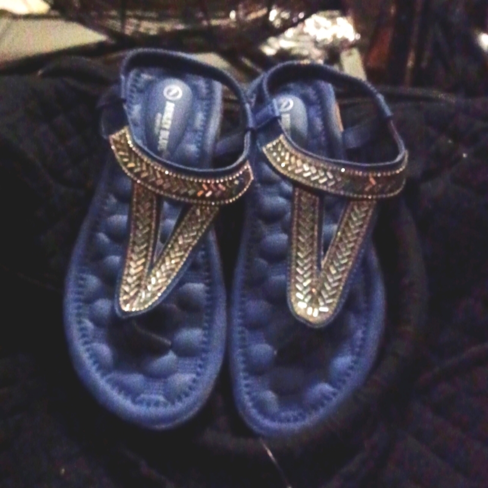 Royal blue Sandleswith silver rhinestones